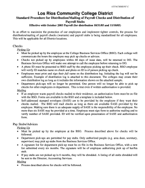 Los Rios Payroll Check Distribution Authorization Form