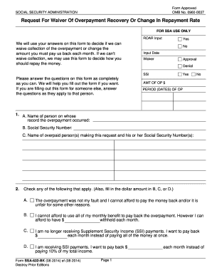 Dhs 601 form - Request For Waiver Of Overpayment Recovery Or ... - Social Security - socialsecurity