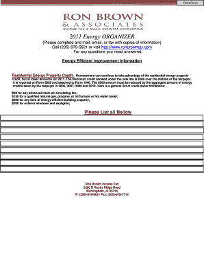 2011 Residential Energy Property Credit Form