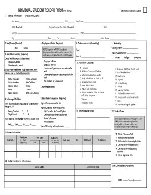 Individual Student Record Form