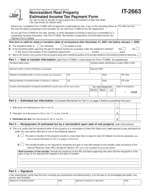 New York Nonresident Real Property Estimated Income Tax Form IT-2663
