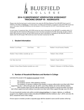 2014-15 Independent Verification Worksheet