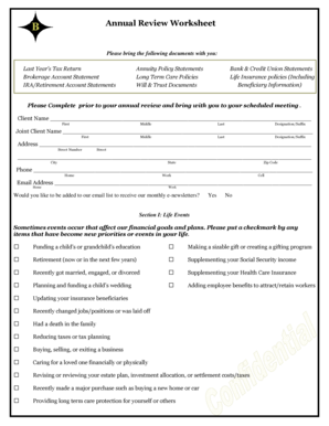 Annual Review Worksheet