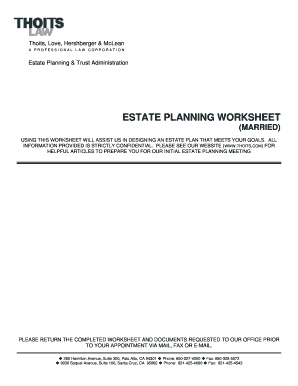 Estate Planning Worksheet for Married Couples