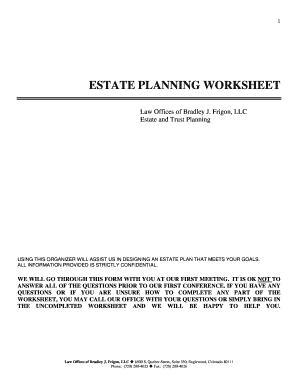 Estate Planning Worksheet