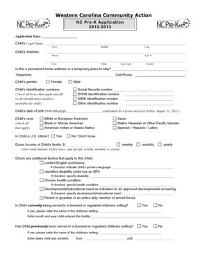 NC Pre-K Application