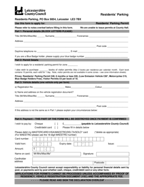 Residents' Parking Permit Application