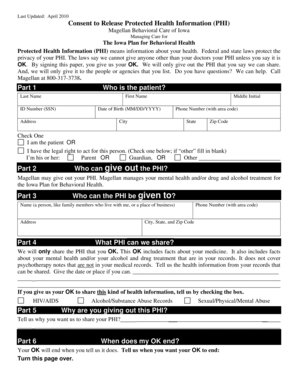 Consent to Release Protected Health Information