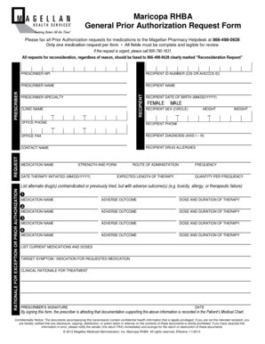Maricopa RHBA Prior Authorization Request Form