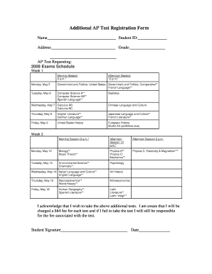 Additional AP Test Registration Form