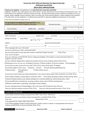 Early Head Start Application Form