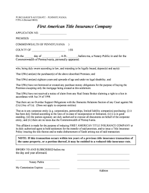 Purchaser’s Affidavit - Pennsylvania