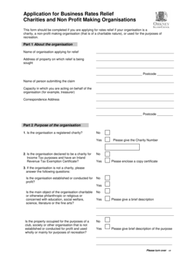 Application for Business Rates Relief - Charities and Non Profit ... - orkney gov