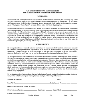 Fair Credit Reporting Act Disclosure and Authorization