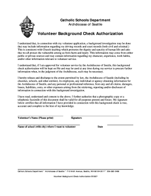 Volunteer Background Check Authorization