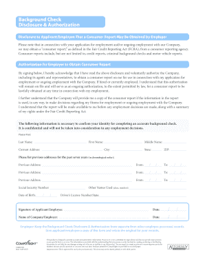 Background Check Disclosure & Authorization