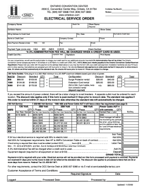 Ontario Convention Center Electrical Service Order