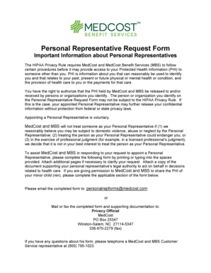 Personal Representative Request Form