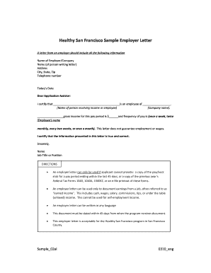 Healthy San Francisco Employer Letter