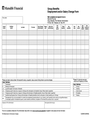 Position change form template - Manulife Employment EE Change Form - Schmunk Gatt Smith ...