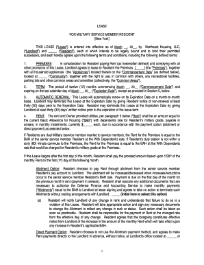Military Service Member Resident Lease Agreement