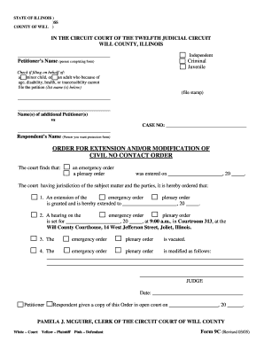 Illinois Order for Extension and Modification of Civil No Contact Order