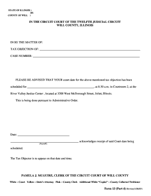 Illinois Tax Objection Court Notice