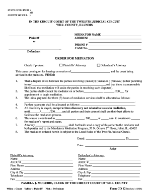 Illinois Order for Mediation