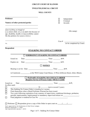 Illinois Stalking No Contact Order