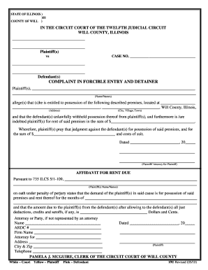 Complaint in Forcible Entry and Detainer