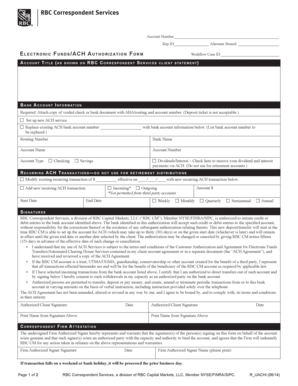 Electronic Funds ACH Authorization Form