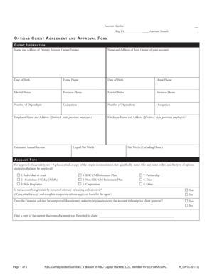 Options Client Agreement and Approval Form