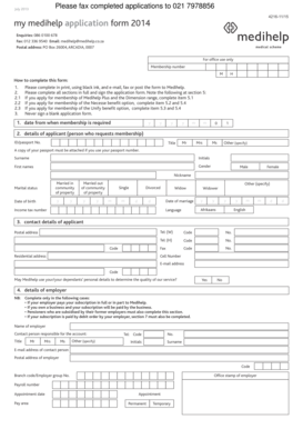 Medihelp Application Form 2014