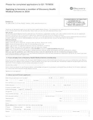 Discovery Health Medical Scheme Application Form