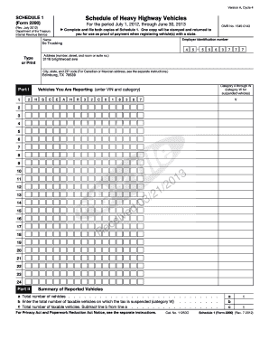 IRS Form 2290 Schedule 1