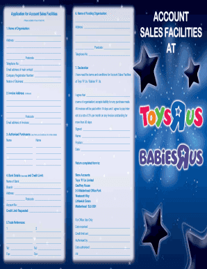 Toys R Us Account Sales Facilities Application