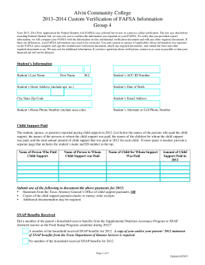 FAFSA Verification Form