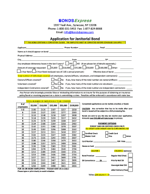 Application for Janitorial Bond