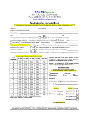 Application for Janitorial Bond