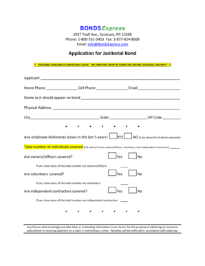 Janitorial Bond Application