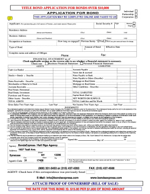 Bond Application Form