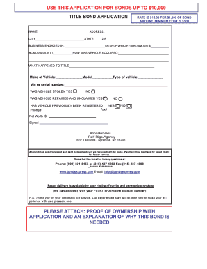 Title Bond Application