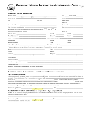 Emergency Medical Information Authorization Form