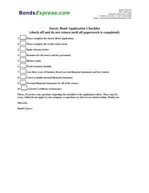 Contractor's Questionnaire for Surety Bonding