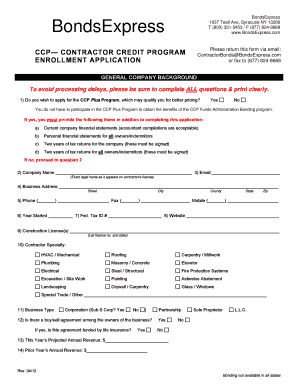 Contractor Credit Program Enrollment Application