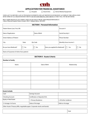 Financial Assistance Application