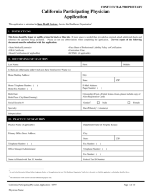 California Participating Physician Application