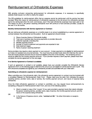Orthodontic Expense Reimbursement Form