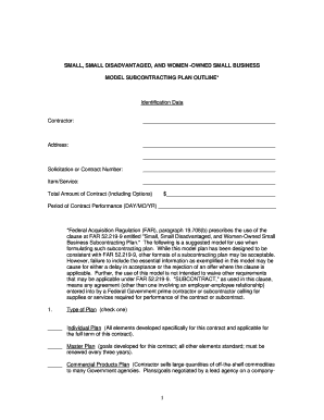 Small Disadvantaged and Women-Owned Small Business Subcontracting Plan