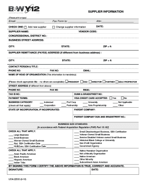 Supplier Information Form